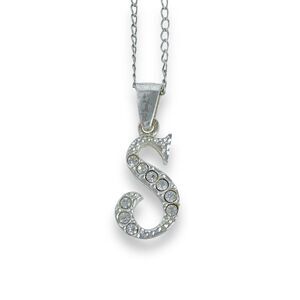 Cubic Zirconia "S" Pendant ONLY | Vintage SU Sterling Silver 925